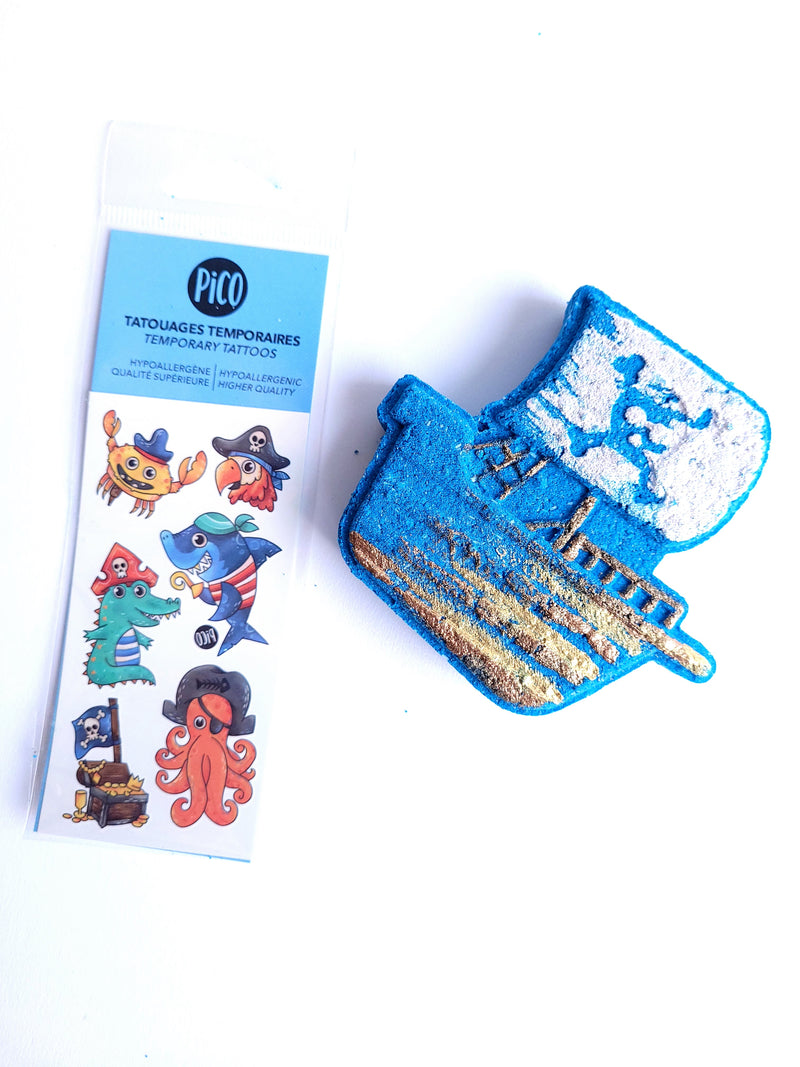 Effervescent bath bomb Pirate ship + temporary tattoos │Efferv'essence